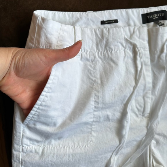 Talbots White Stretch Straight Leg Ankle Cropped Pants High Rise Size 14P - Picture 2 of 13